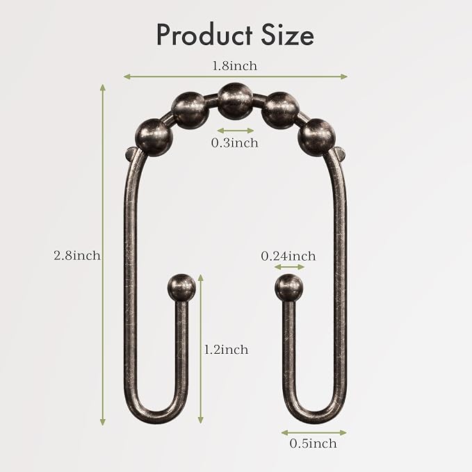 AmazerBath Shower Curtain Hooks Bronze Shower Curtain Rings Rust Proof - Image 7