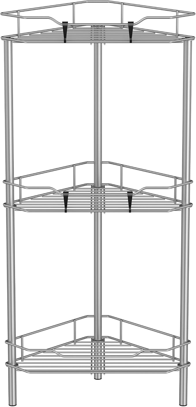 HuggieGems Metal Floor Standing Corner Shower Caddy, 3 Tier by HuggieGems