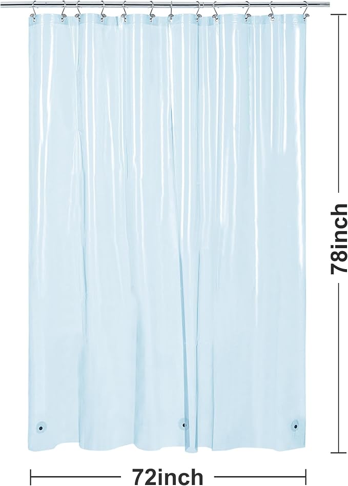 Barossa Design Clear Blue Long Shower Curtain Liner 72x78 - Image 7
