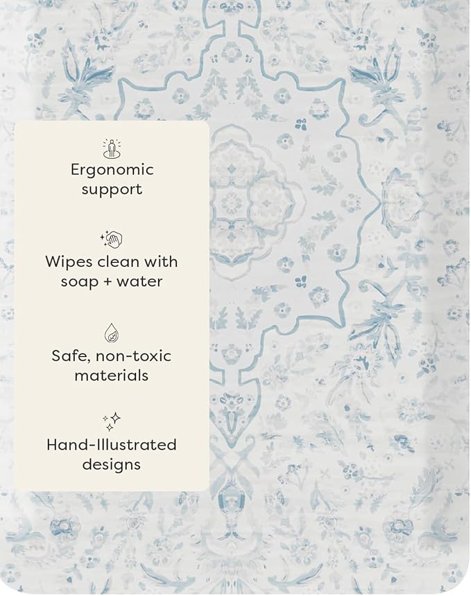 House of Noa Nama Standing Mat – Anti-Fatigue Cushioned Kitchen Mats for Floor | Ergonomic Bounce-Back Foam Kitchen Mats | Anti-Fatigue Mats for Kitchen & Standing | Emile Delft Blue | 30" x 108"