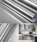 Hopepak 17.3''x197'' Stainless Steel Contact Paper Peel and Stick Waterproof Silver Metallic Wallpaper Self Adhesive Removable Vinyl Roll for Kitchen Cabinet Refrigerator Dishwasher Countertop