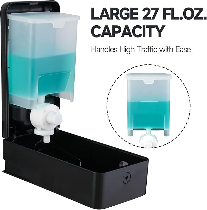 anydry Liquid Hand Soap Dispenser Wall Mounted 27oz Large Capacity Black | - Image 2