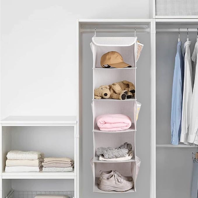 5 Shelves Hanging Closet Organizer, 2 Pack Hanging Storage - Image 5