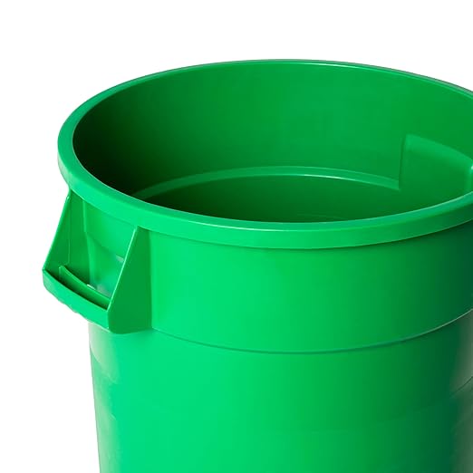 PRO&Family Commercial Round Trash Can, Ingredient Bin, Heavy-Duty Plastic, Anti-Static, Kitchen, Office, Outdoor Use (Green, 32 Gallon)
