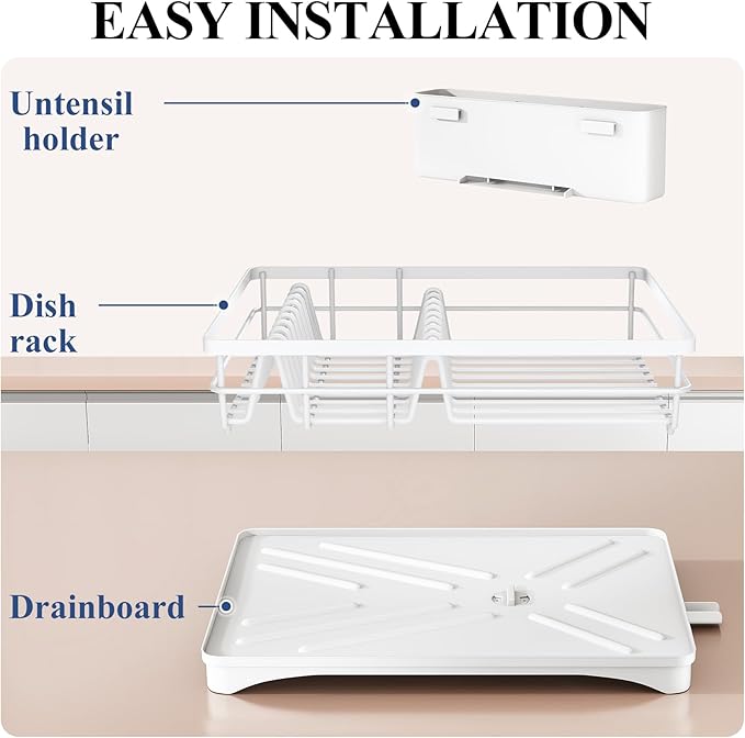 SNTD Dish Drying Rack for Kitchen Counter, 11.8" W x 16.7" L, Large Capacity - Image 6