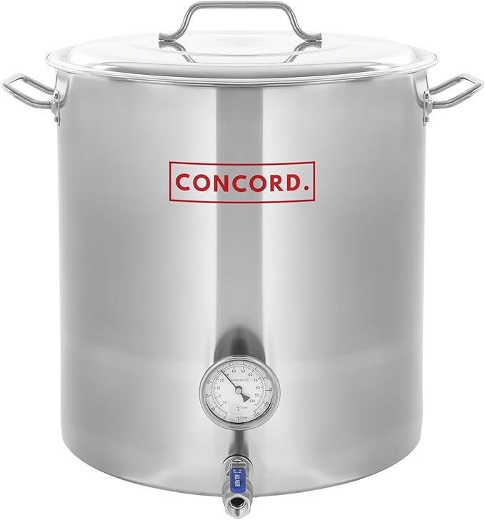 CONCORD Stainless Steel Home Brew Kettle Stock Pot (Weldless Fittings) (40 QT/ 10 Gal)