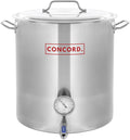 CONCORD Stainless Steel Home Brew Kettle Stock Pot (Weldless Fittings) (80 QT/ 20 Gal)