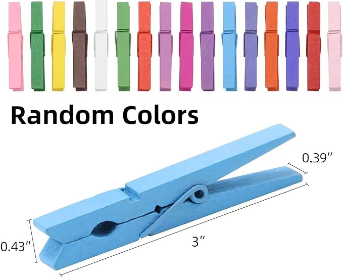 200pcs Colored Clothespins Wooden Clothes Pins, Wood Clips - Image 3