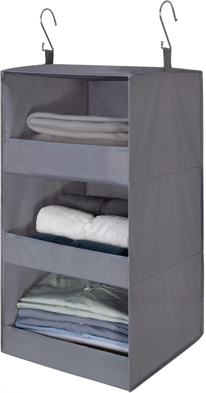 GRANNY SAYS 3-Shelf Hanging Closet Organizer, Foldable Storage, No-Sag Support by GRANNYSAYS