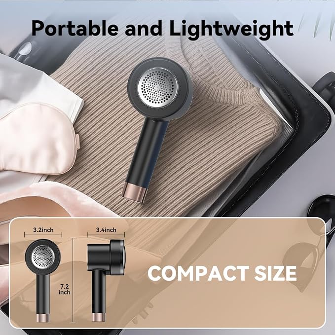 Rechargeable Fabric Shaver, 6-Leaf Blades, LED Display, 3 Speeds | Portable - Image 6