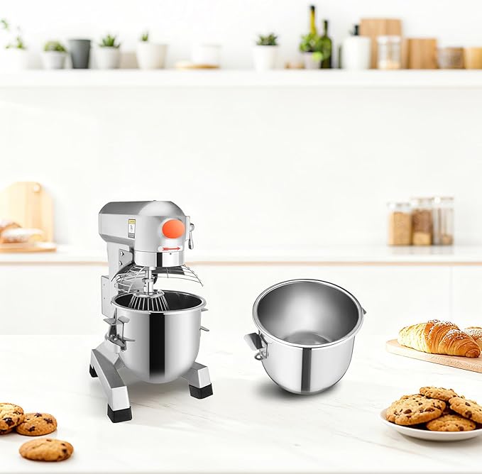 Happybuy 15Qt Commercial Food Mixer with Timing Function， Commercial Mixer 600W Stainless Steel Bowl Heavy Duty Electric Food Mixer Commercial with 3 Speeds Adjustable, Perfect for Bakery Pizzeria