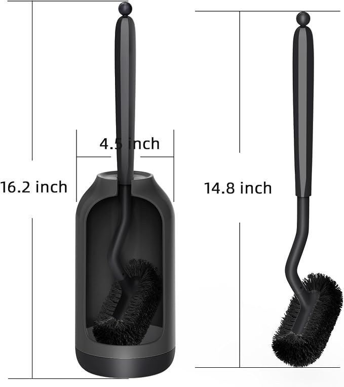 HAMITOR Toilet Bowl Brush Holder Set: Bathroom Deep Cleaning Scrubber | Under - Image 7