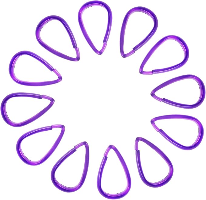 Top-spring Purple Shower Curtain Hooks 12Pcs Drop Shaped Hooks - Image 8