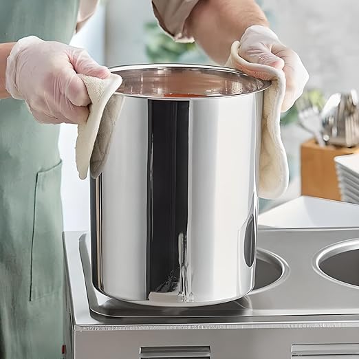 OCS Parts 8.25 Quart Bain Marie Pot | 9-5/8" x 7-3/8" Stainless Steel Pot for Warm or Cold Food, Sauces, Soups, or Organizing Cooking Utensils