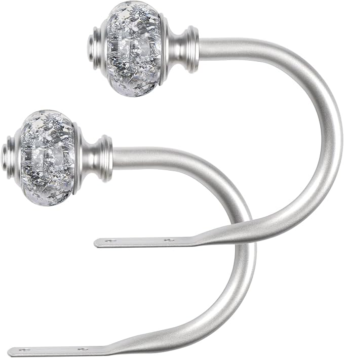 USFOOK Silver Curtain Holdbacks, Decorative Drapery Tiebacks, 2 Pack/1 Pair | by USFOOK