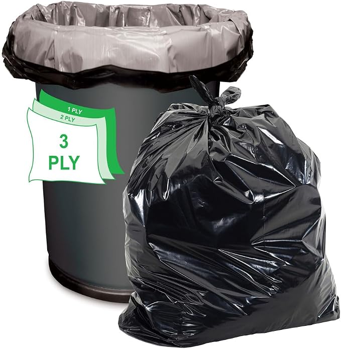 Aluf Plastics 20-30 Gal Black Trash Bags, 1.25 MIL - Image 2