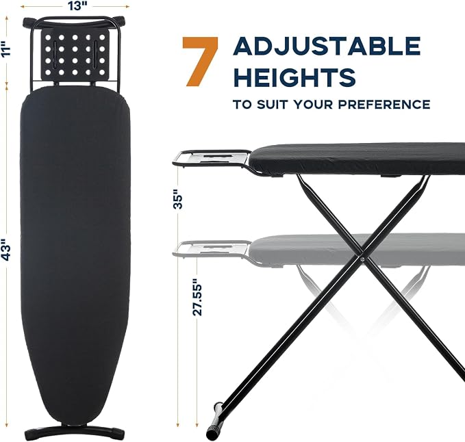 Ironing Board Full Size, RAINHOL Black 54"x13" Compact Ironing Board - Image 2