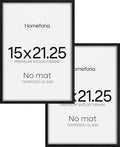 Homeforia 15x21.25 Black Wood Puzzle Frame, High End Oak 15 x 21.25 Frames without Mat, Wooden 21.25x15 Thin Hanging Picture Frame for Wall, 15by21.25 Poster Frames, Tempered Glass, Wall Kit, Set of 2