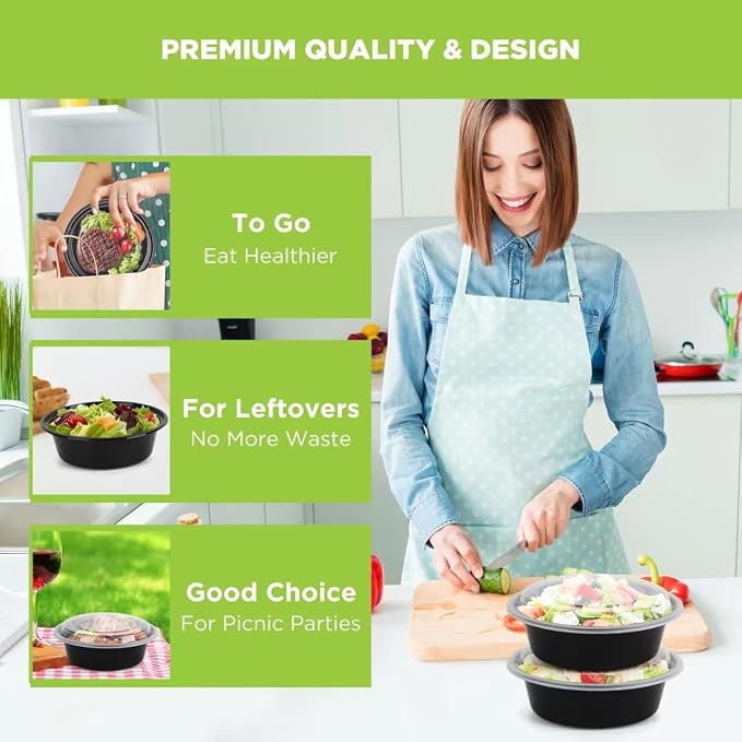 WGCC Meal Prep Containers, Leakproof & Stackable, Dishwasher Safe, - Image 4
