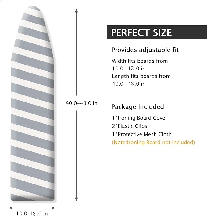 SheeChung Ironing Board Cover and Pad 43"x13", Scorch and Stain Resistant - Image 2