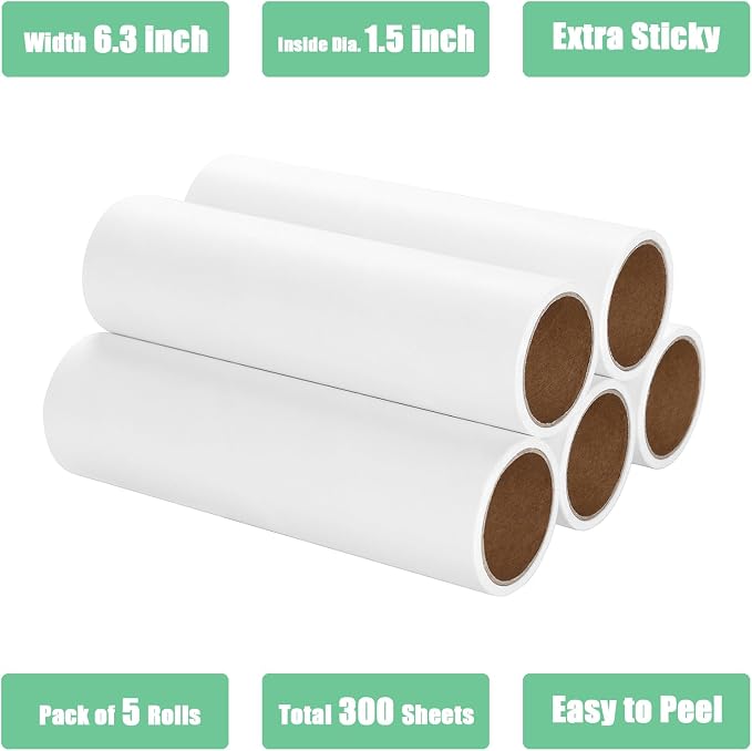 6.3 inch Lint Roller Refills Only, Extra Sticky Lint Remover Refills - Image 3