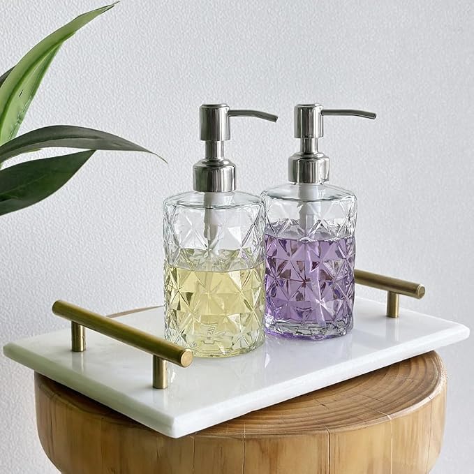 JASAI 2Pack Diamond Embossed Glass Soap Dispenser - Image 7