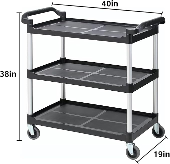 Three Tier Hotel Food Cart Mobile Plastic Push Cart Restaurant