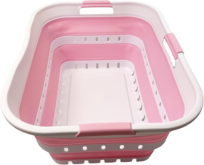 SAMMART 42 Collapsible Plastic Laundry Basket, Foldable Pop Up Storage by SAMMART