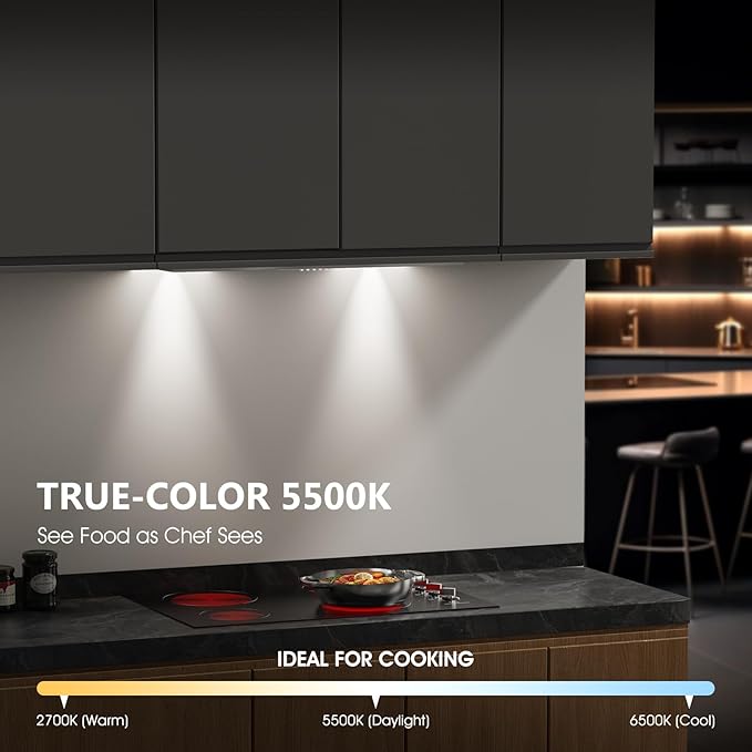 Range Hood 30 Inch Insert - 620CFM Built-in Kitchen Hood with TRUE-COLOR 5500K LED, Complete Exhaust Kit (Charcoal Filters + Duct Pipe), Ducted/Ductless Convertible