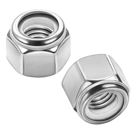 MewuDecor #8 32 Nylon Insert Hex Lock Nuts Locknuts, 304 Stainless Steel 18-8, Bright Finish, 100 PCS
