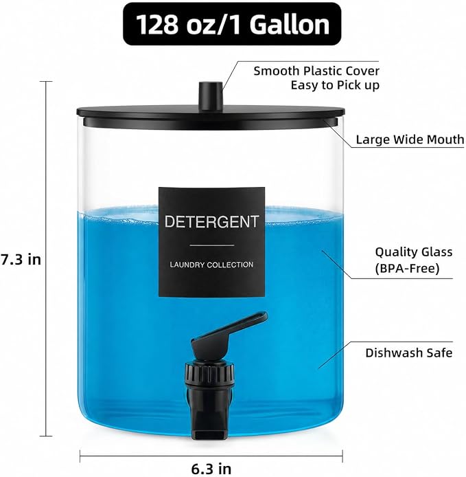 TIPGO 1 Gallon Glass Laundry Detergent Dispenser - Image 5