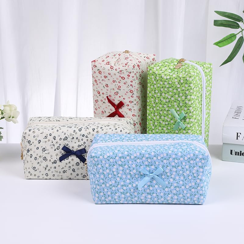 Large Pencil Case, Quilted Cotton Pencil Pouch, Cute Floral Pen Bag - Image 4