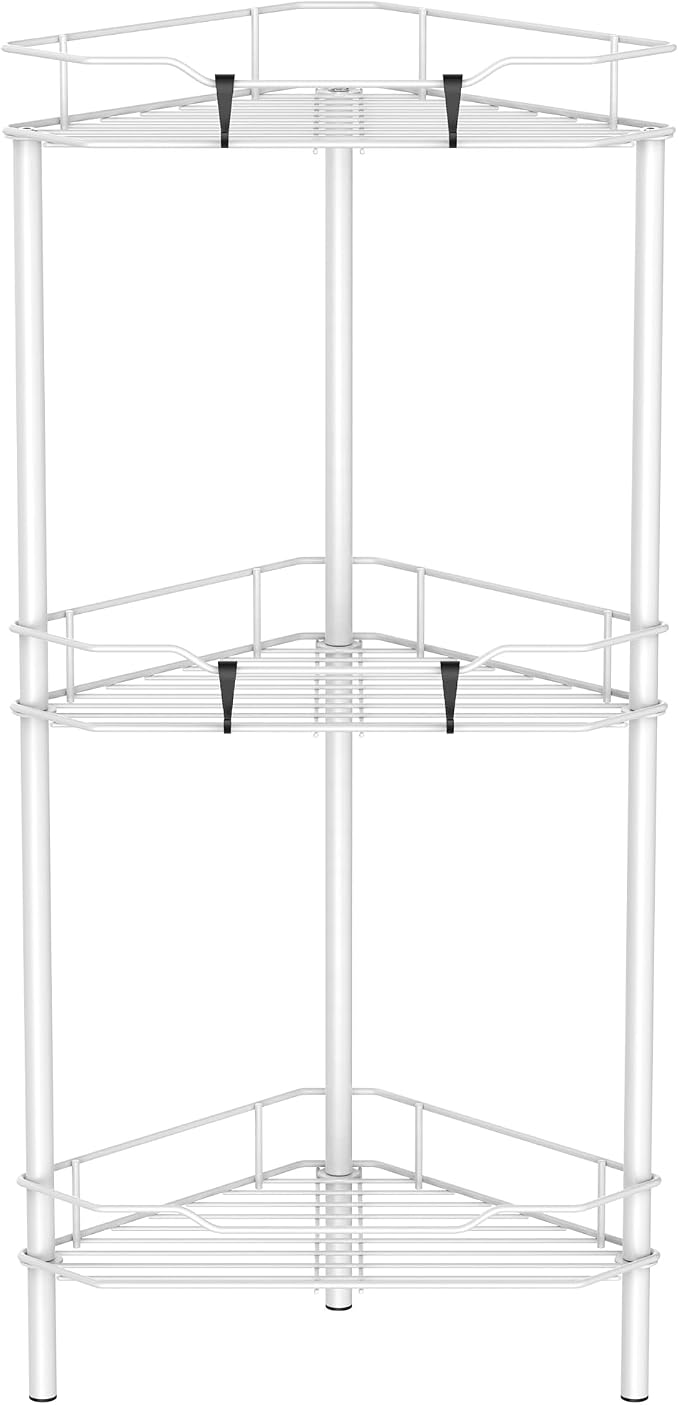HuggieGems Metal Floor Standing Corner Shower Caddy, 3 Tier by HuggieGems