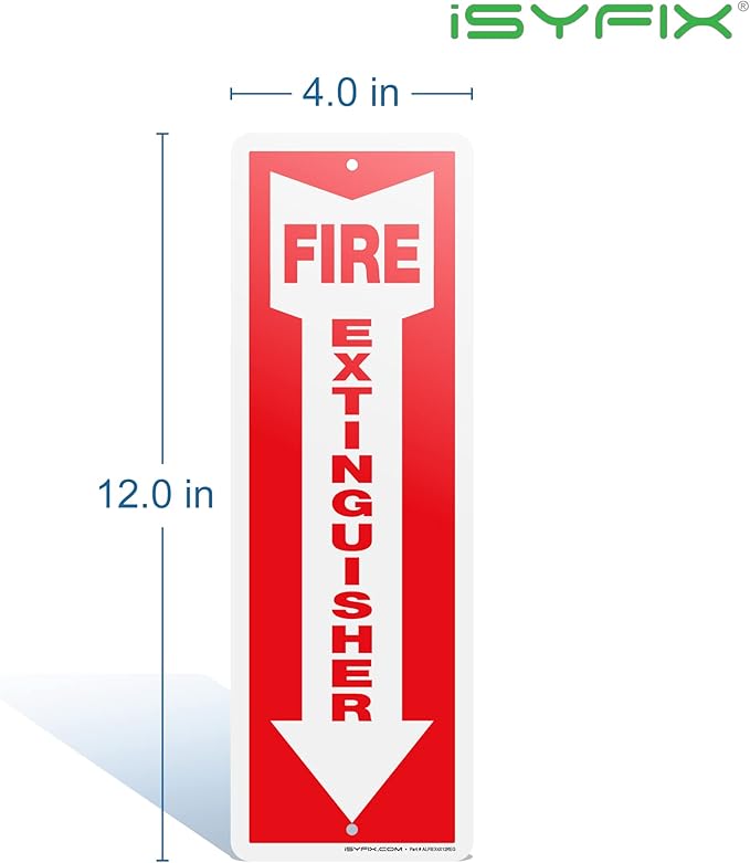iSYFIX Fire Extinguisher Sign – 2 Pack 4x12 Inch – 100% Rust Free .040 Aluminum Signs, Laminated for Ultimate UV, Weather, Scratch, Water and Fade Resistance, Indoor and Outdoor
