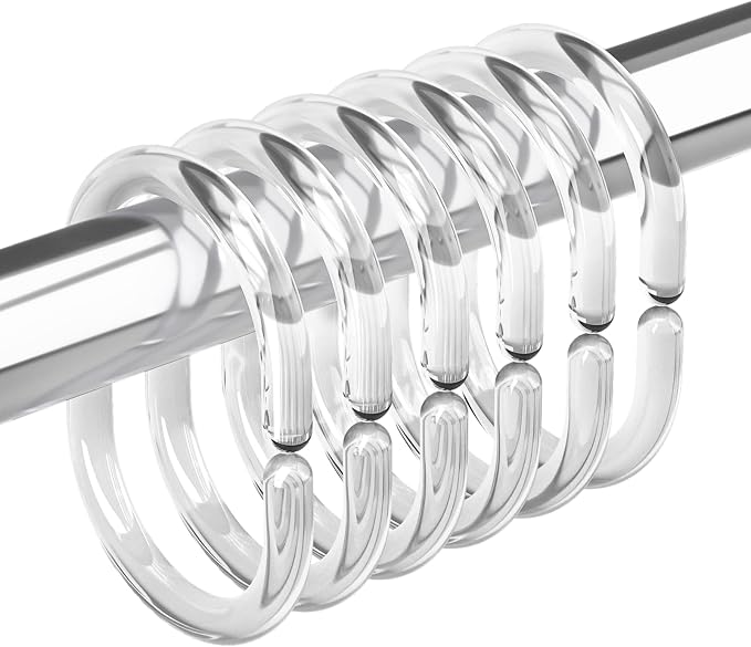 Amazer Plastic Shower Curtain Rings, Shower Curtain Hooks by Amazer