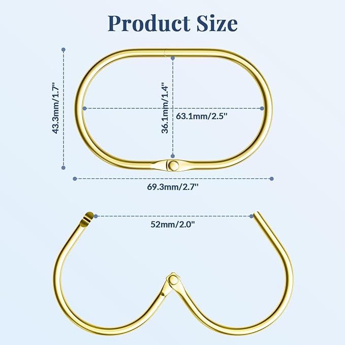 Bathway Shower Curtain Rings Gold Shower Curtain Hooks Anti-Drop Shower Rings - Image 6