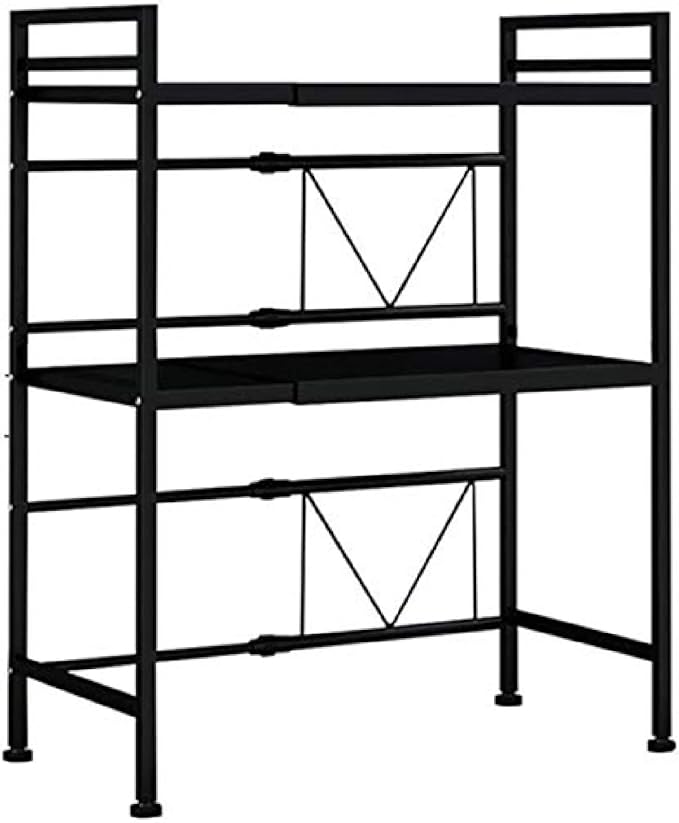 Microwave Storage Rack Microwave Shelf,Expandable and Height Adjustable Microwave Oven Rack, 3-Tier Metal Kitchen Counter Toaster and Rice Cooker Stand