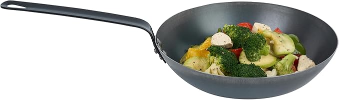 Restaurantware-Met Lux 10 Inch Fry Pan, 1 Lightweight Frying Pan - Induction-Ready, Triple-Riveted, Black Carbon Steel Cooking Skillet, Durable, For Searing, Sauteing, And Browning Food