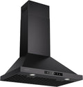 Black 30 Inch Pro Wall Mount Range Hood 980CFM, Direct 3 Speed Panel with Gesture & Touch Control, Ducted/Ductless Stainless Steel Kitchen Vent Hood, Delay Shut-Off, Includes Duct & Filter
