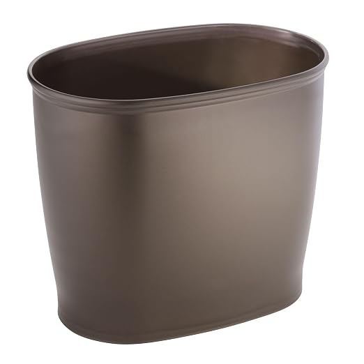 iDesign Slim Plastic Bathroom Trash Can, Bronze | Small Garbage Bin, by iDesign