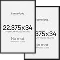 Homeforia 22.375x34 Black Wood Puzzle Frame, High End Oak 22.375 x 34 Frames without Mat, Wooden 34x22.375 Hanging Picture Frames for Wall, 22.375by34 Poster Frames, Tempered Glass, Wall Kit, Set of 2