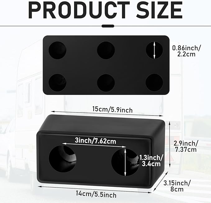 Flutesan 2 Pcs Rubber Bumper Pads 6 x 3 x 3.15 Inch Dock Bumpers Automotive Blocks Rubber Bump Stop Black Guards Dock Buffer for Truck and Trailer Protection, Equipment and Delivery Bays