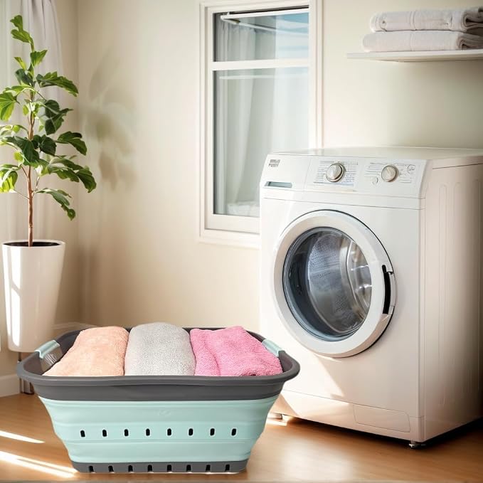 SAMMART 42 Collapsible Plastic Laundry Basket, Foldable Pop Up Storage - Image 5