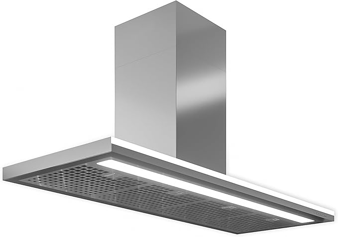 Futuro Futuro WL48STREAMLINE Wall Mount Range Hood, Stainless Steel/White, 48x19x22-42", LED Light, 940 CFM, 0.5-3.2 Sones, Dishwasher-Safe Filters