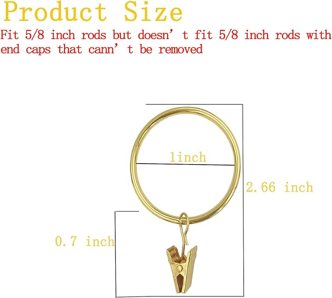 16 Pack Curtain Rings with Clips, Window Clip Rings Curtain Hooks Hangers Clip - Image 2