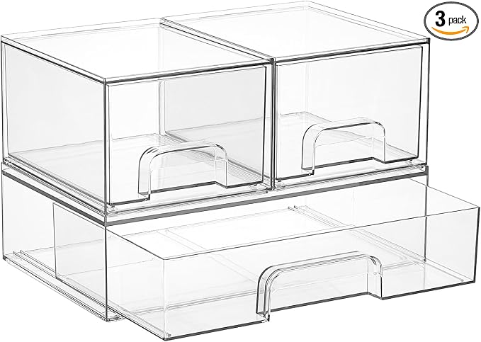 Vtopmart Clear Stackable Storage Drawers Set of 5, Plastic Organizer Bins | by Vtopmart