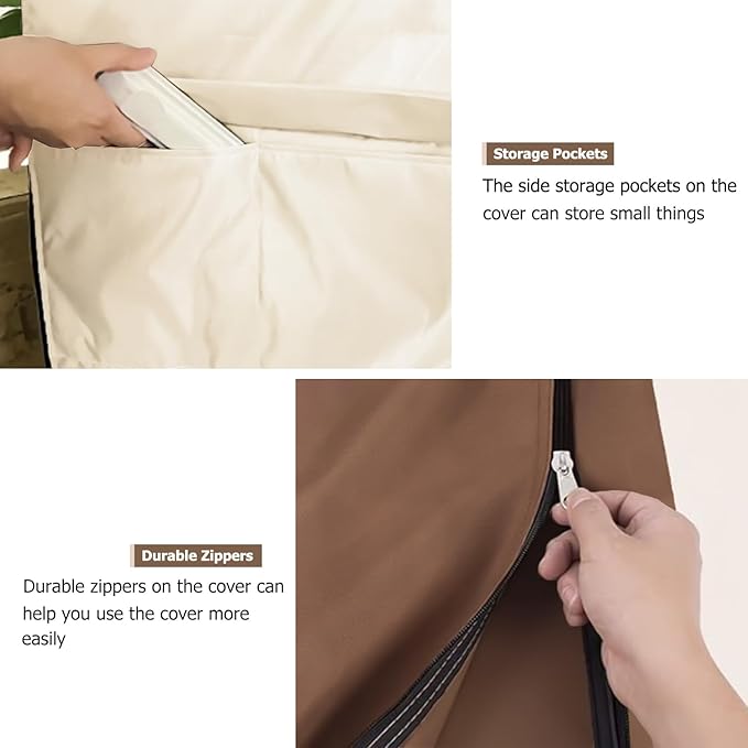Wire Shelf Cover,600D Heavy Duty 100% Waterproof Shelf Covers for Wire Shelving,Outdoor Storage Shelves Cover for Metal Rack,48" W x 24" D x 72" H,Beige & Brown