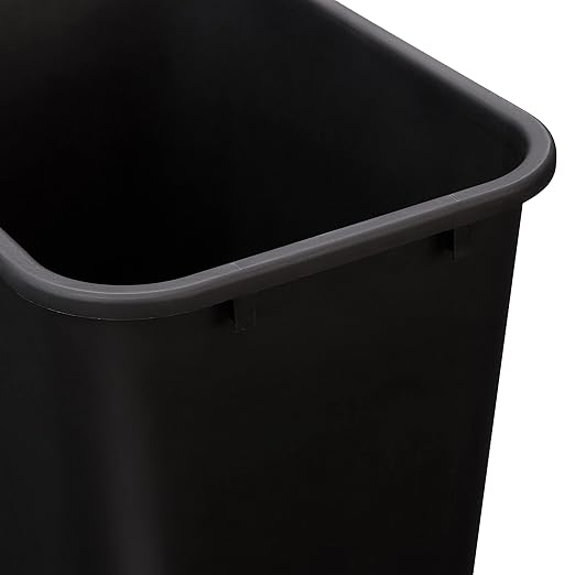 Amazon Basics Trash Can, Rectangular Commercial Office Wastebasket, 10 Gallon (Pack Of 1), 15.5"L x 11.5"W x 19.75"H, Black