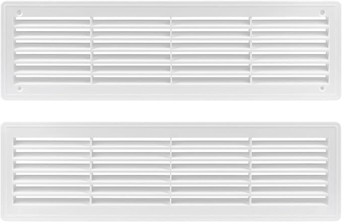 Repa Market 18" x 5" Inch (Outer Size) White Plastic Louvered Door Vents for Interior Doors – 2 Sided Two Way Door Air Return and Intake Cover – Door Air Vent Grille Rectangular Door Vent
