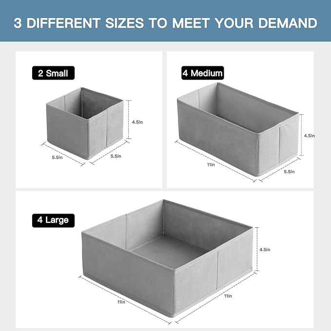 Drawer Organizer Clothes, 10 Pack Dresser Organizer - Image 2